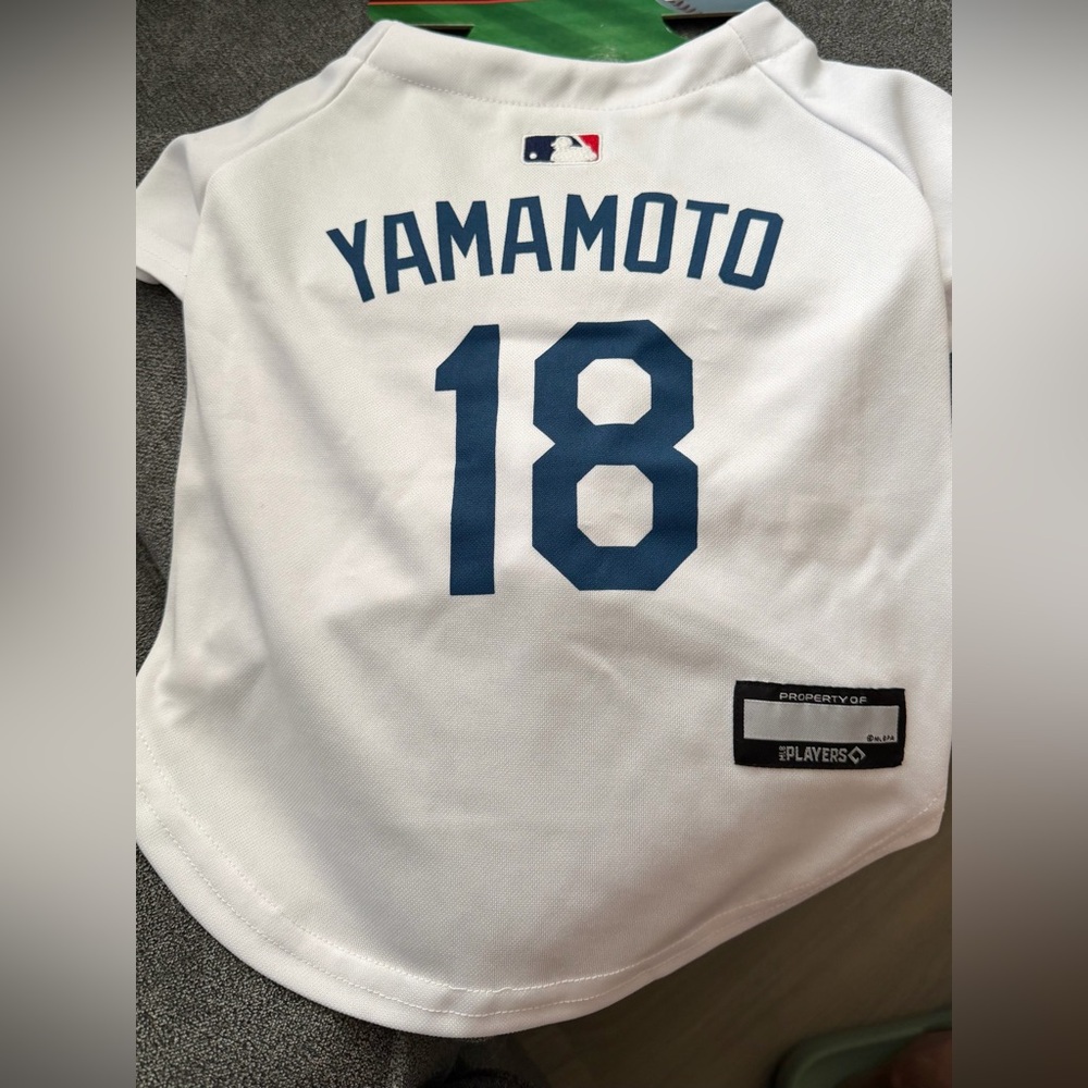 Pets First White Pet Jersey with Black Tag Accent
